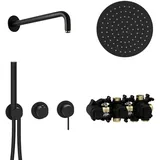 Herzbach MODUL7 Duschsystem, Einhebelmischer, 70.702712.1.12 Wandarm Regenbrause 250mm Schwarz matt