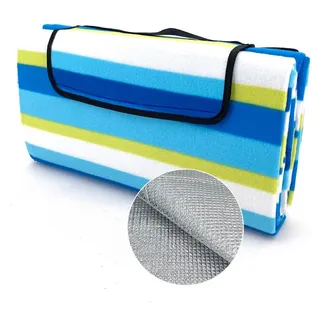 Picknickdecke Outdoor Strandmatte Isomatte Campingdecke waschbar, heimtexland, wasserdicht I isolierend I faltbar I Tragegriff I 200x200 cm blau 200 cm x 200 cm