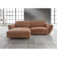 BeType Ecksofa "Be Type Be Chilled, Mega Sofa, Bezug: hochwertiges Anilinleder, L-Form", braun (cognac), B:280cm H:85cm T:180cm, AnilinLEDER Pallino gewachst (echtes Rindsleder) Das von südamerikanischen Rindern stammende Anilinleder wird in Fässern gefärbt.