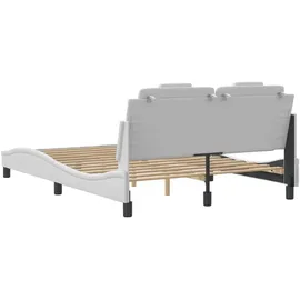 vidaXL Bettgestell mit LED Weiß 140x200 cm Kunstleder