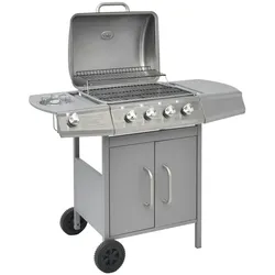 vidaXL Gasgrill 4+1 Flammen Silbern