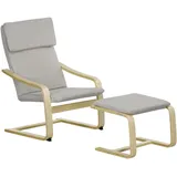 Homcom Relaxsessel Polyester 66,5 x 80 x 99 cm Hellgrau mit Hocker