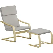 Homcom Relaxsessel Polyester 66,5 x 80 x 99 cm Hellgrau mit Hocker