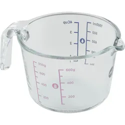 Messbecher EMSA "K32361 Prep&Bake", transparent, H:11cm, Glas, Messbecher, doppelte Skalierung f. feste & flüssige Zutaten, Ausgießlippe, 1 L