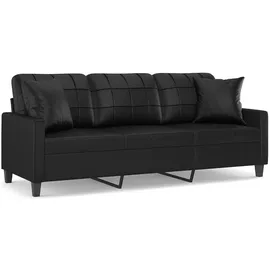 vidaXL 3-Sitzer-Sofa mit Zierkissen Schwarz 180 cm Kunstleder