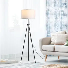 Homcom Stehlampe Moderne Standleuchte E27 Stahl & Polyester, Und Baumwolle, Stehleuchte Mit Fassung für Wohnzimmer, Schlafzimmer, Weiß, Exkl. Glühbirne