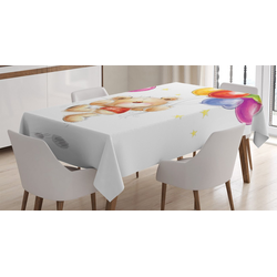 Abakuhaus Tischdecke Personalisiert Farbfest Waschbar Für den Außen Bereich geeignet Klare Farben, Bunt Teddybär mit Baloon bunt 140 cm x 200 cm