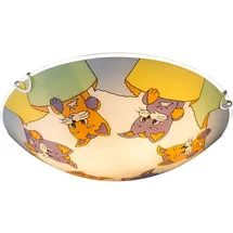 ETC Shop Kinder Zimmer Decken Beleuchtung Glas Lampenschirm Katzen Motive im Set inklusive Led Leuchtmittel