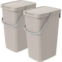 Vidaathome.de Q-SYSTEMA Abfalleimer-Set 2 x 20 Liter – Beige