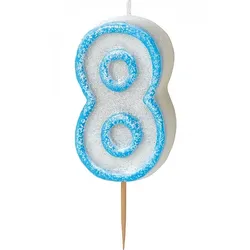 Kerze Zahl 8 blau