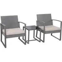 SVITA LOIS L Sitzgruppe Gartenmöbel Metall-Garnitur Bistro-Set Tisch Sessel Grau