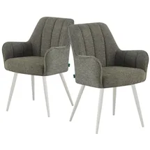 dubi möbel DUBI Möbel® Premium Esszimmerstühle Thomas-Maja 2er Set – Armlehnstuhl mit Federkernpolsterung in Grün, Metallgestell weiß, 150 kg belastbar, hochwertig verarbeitet