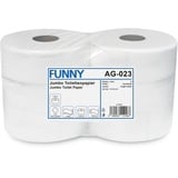 Funny Jumbo Toilettenpapier 2 lagig hochweiß, Durchmesser circa 28 cm, 1er Pack (1 x 6 Rollen 2-lagig, geprägt, Zellstoff, Ø28cm, Kern 7,6