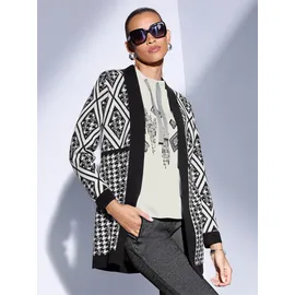 CREATION L Ajourstrickjacke in schwarz-ecru-gemustert | Gr.: 46