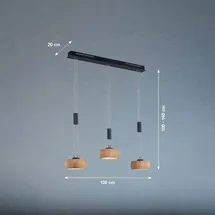 Fischer & Honsel Pendelleuchte Shine-Wood, sandschwarz Holz Eiche geölt (61093)