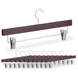 Relaxdays 12er Set Hosenbügel Holz Braun,Silber
