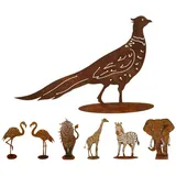 Gartenfigur Rost auf festem Stand – Hochwertig & Wetterfest - Metall Tierfigur - Edelrost Dekofigur/Tier Figur – Gartendeko/Dekoration (Fasan - Höhe 35cm)