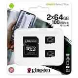 Kingston Canvas Select Plus microSD UHS-I A1 V10 + SD-Adapter 64 GB 2er Pack