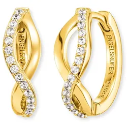 Engelsrufer Paar Creolen »Keep it so simple, Paradise, ERE-PARADISE-ZI-CR, ERE-PARADISE-ZI-G-CR«, mit Zirkonia (synth.) Engelsrufer gelbgoldfarben-kristallweiß + kristallweiß