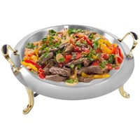 Chafing Dish Rund Speisenwärmer Edelstahl Warmhaltebehälter, Speisewärmer, Behälter, 3L, Wärmebehälter Für Speisen-Silber&Gold