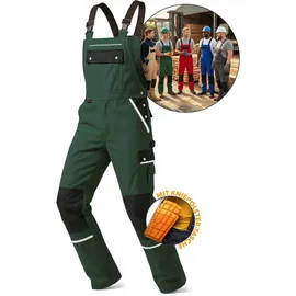 TMG INTERNATIONAL Textile Management Group TMG® | Lange Arbeitslatzhose Herren, Grüne Latzhose mit Kniepolstertaschen aus Cordura, viel Stauraum, robust | 60 - 60