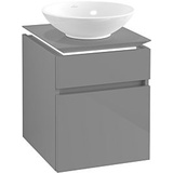 Villeroy & Boch Legato Waschtischunterschrank für ein Waschbecken | 2 Auszüge | Breite 450 mm##Mit LED-Beleuchtung Glossy Grey