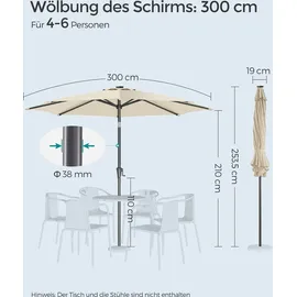 Songmics Sonnenschirm Ø 300 cm Beige