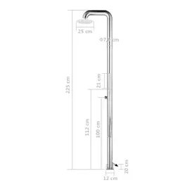 vidaXL Gartendusche 225 cm edelstahl 315941