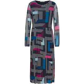 Cecil Midikleid CECIL, Damen, Gr. XXL (46), US-Größen, blau (deep petrol), Stoff, 95% Polyester, 5% Elasthan, bedruckt, gerade wadenlang, Rundhals, Bündchen, Kleider Midikleid, soft und trageangenehm