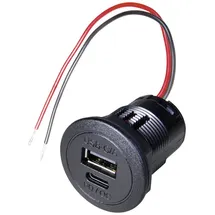 ProCar Power USB-C®/A Doppelsteckdose PD/QC ohne LED Belastbarkeit Strom max.=2.2 A 12 - 24 V/DC