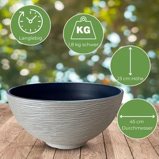 Solar Brunnen Set inkl. Akku - 45 cm Schale in creme - Creme