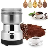 BlingBin Kaffeemühle Elektrisch Coffee Grinder Elektrische Gewürzmühle, 150,00 W, Schlagmahlwerk, 150,00 g Bohnenbehälter, Edelstahl-Blattmühle, für Bohnen, Gewürze und Mehr grau|silberfarben