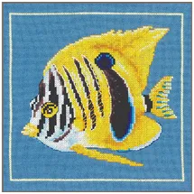 Lanarte Kreuzstich Stickpackung Animals, Gelber Zebrafisch, Zählmuster, 21x20cm