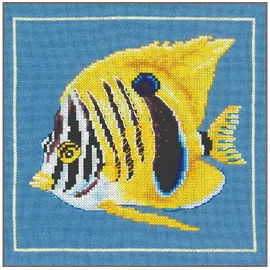 Lanarte Kreuzstich Stickpackung Animals, Gelber Zebrafisch, Zählmuster, 21x20cm