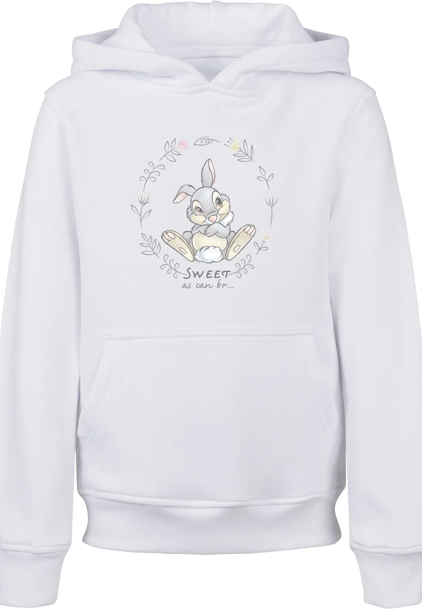 Kapuzenpullover F4NT4STIC "Disney Bambi Klopfer Thumper Sweet As Can Be" Gr. 134/140, weiß, Mädchen, Obermaterial: 65% Baumwolle, 35% Polyester, Pullover, Print