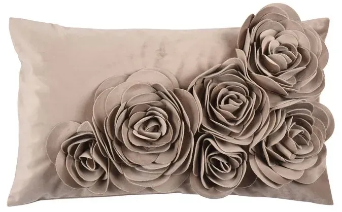 pad Kissenhülle Floral 30 x 50 cm Polyester Grau Taupe