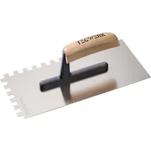 tecwerk Glättekelle L.280mm B.130mm Zahn 10x10 rostfr.H-Heft VA S.0,7mm TECWERK