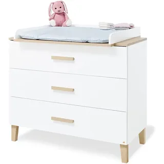 Pinolino Wickelkommode Lumi breit mit abnehmbarem Wickelaufsatz, 3 Schubkästen, Self-Soft-Close, Dekor