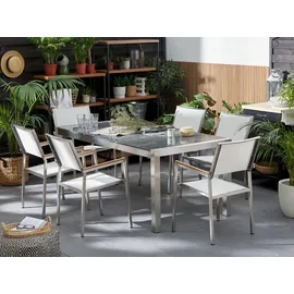 Beliani Gartenmöbel Set 6-tlg. Grau/Weiß/Silber