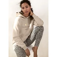 LASCANA Hoodie, Lounge-/Kapuzenpullover mit Print vorne, Loungewear LASCANA sand