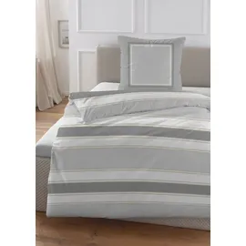 Hechter Paris Paris Wendebettwäsche Gestreift Grau 135 x 200 cm + 80 x 80 cm