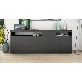borchardt Möbel Sideboard BORCHARDT MÖBEL "Kapstadt", schwarz (schwarz matt), B:200cm H:72cm, Sideboards, Sideboard, Breite 200 cm mit 3 Schubkästen