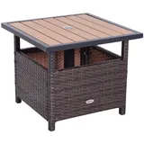 Outsunny Beistelltisch Gartentisch Terrassentisch Schirmständer für Sonnenschirm inkl. Sandsack braun Kunststoff, 555x46x555 cm, - braun