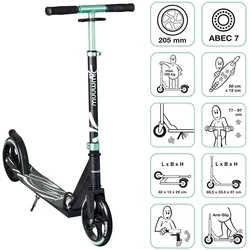 muuwmi Aluminium Scooter Plus 205 mm mint-schwarz EINHEITSGRÖSSE