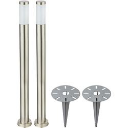 2er Set LED Garten Steck Steh Lampen EDELSTAHL Wege Leuchten Erdspieß Terrassen Strahler silber
