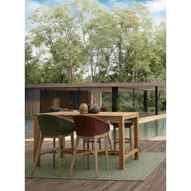 BIZZOTTO Barhocker Coachella aus Teakholz mit Kissen, modern skandinavisch, grün, Outdoor geeignet