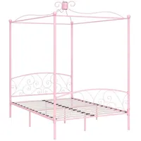 vidaXL Himmelbett-Gestell Rosa Metall 140 x 200 cm