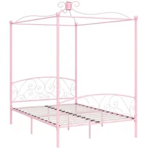 vidaXL Himmelbett-Gestell Rosa Metall 140 x 200 cm