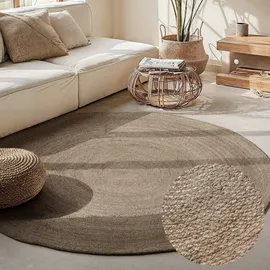 HANSE HOME Jute Teppich Rangpur Rund – Natur Wohnzimmerteppich - Handgewebt & Natürlich – Boho Naturfaser Juteteppich für Wohnzimmer, Schlafzimmer, Esszimmer, Flur, Küche – Natur Braun, 100cm