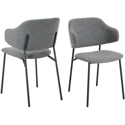 2er Set Armlehnstuhl grau Esszimmerstuhl Polsterstuhl Wohnzimmer Küche Stuhl